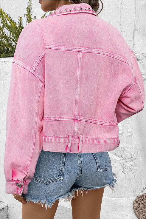 Rivet Studded Pocketed Denim Jacket